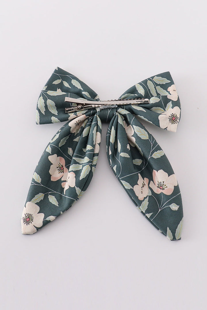Green Floral Print Sailor Bow