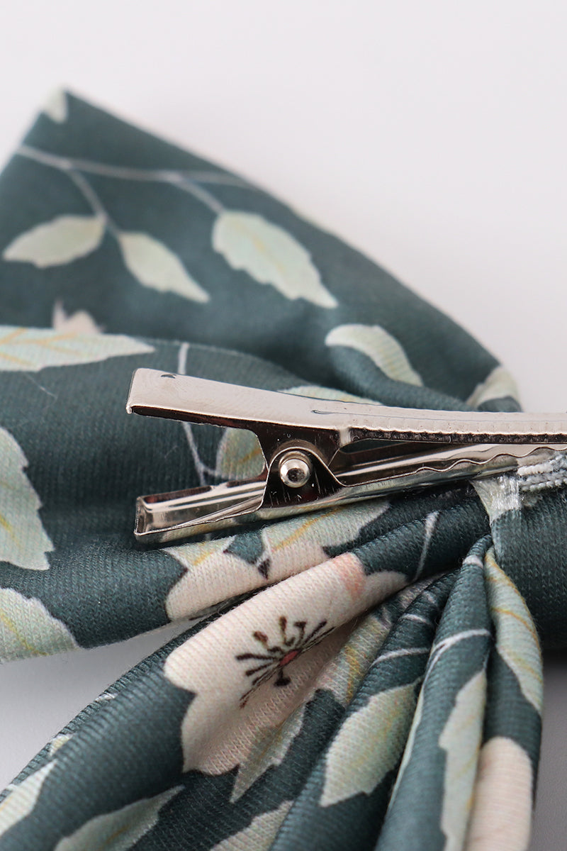 Green Floral Print Sailor Bow