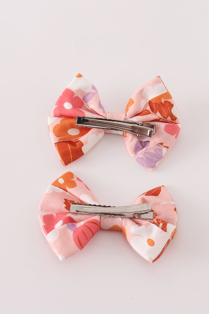 Floral Print Piggie Hair Bows