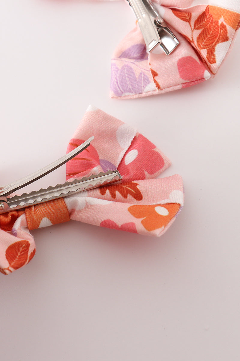 Floral Print Piggie Hair Bows