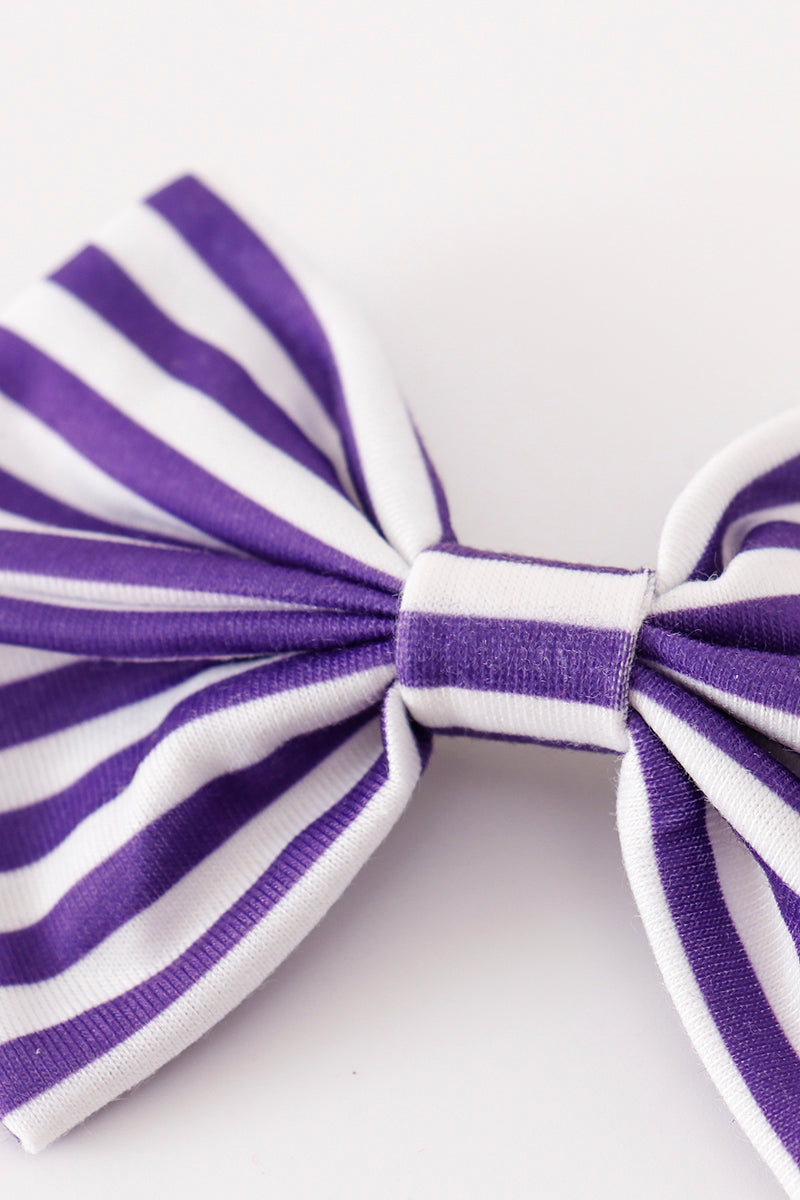 Purple Stripe Piggie Hair Bows