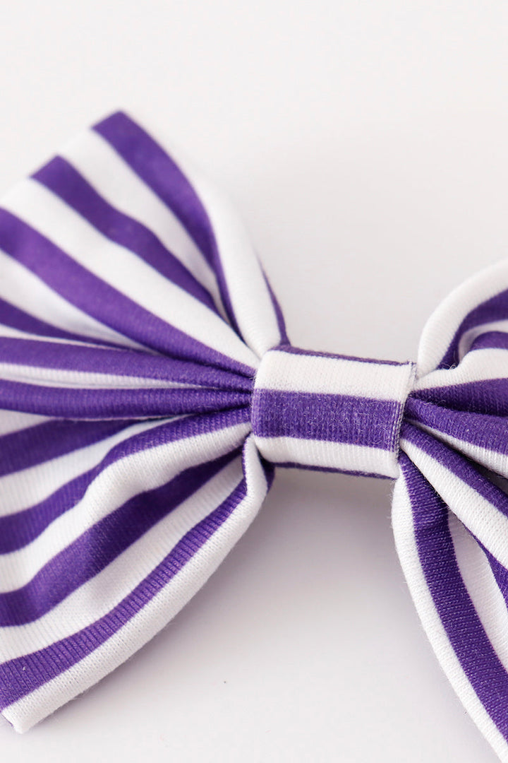 Purple Stripe Piggie Hair Bows