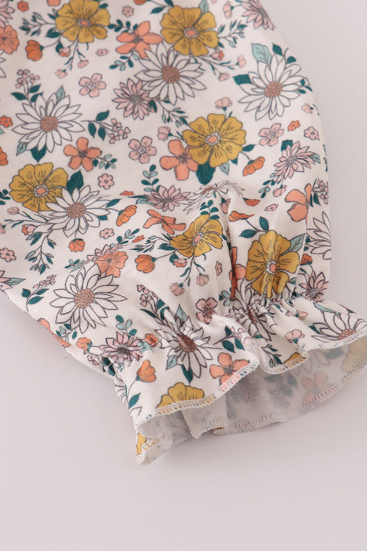 Floral Embroidered Smocked Bloomer Set