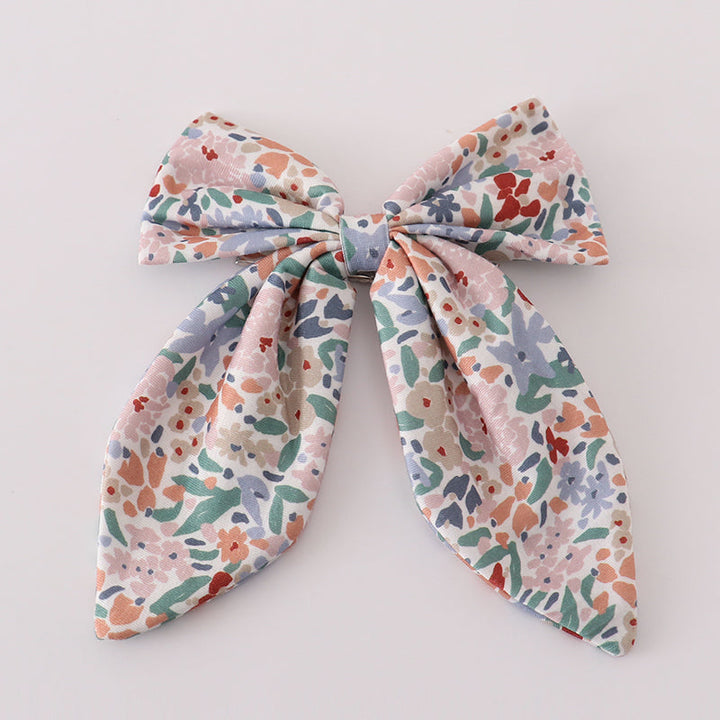 Blue Floral Sailor Bow