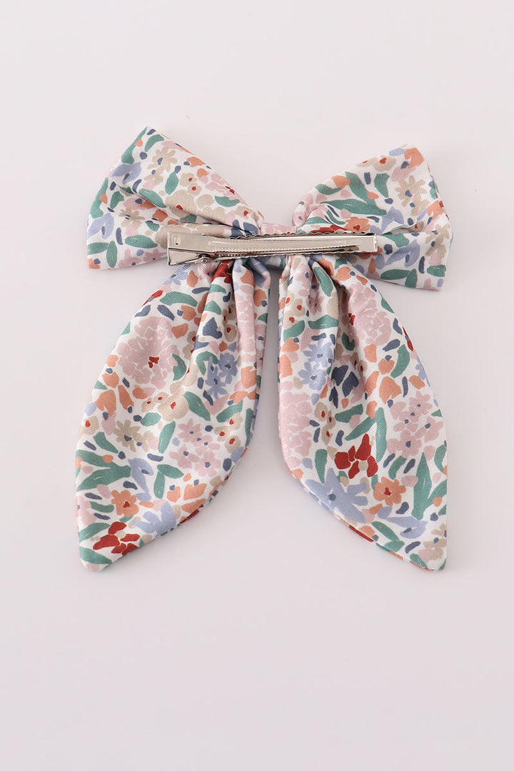 Blue Floral Sailor Bow
