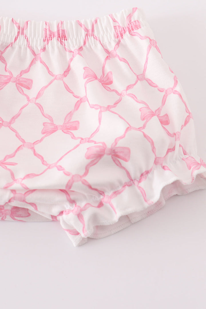 Smocked Pink Bow Bloomer set