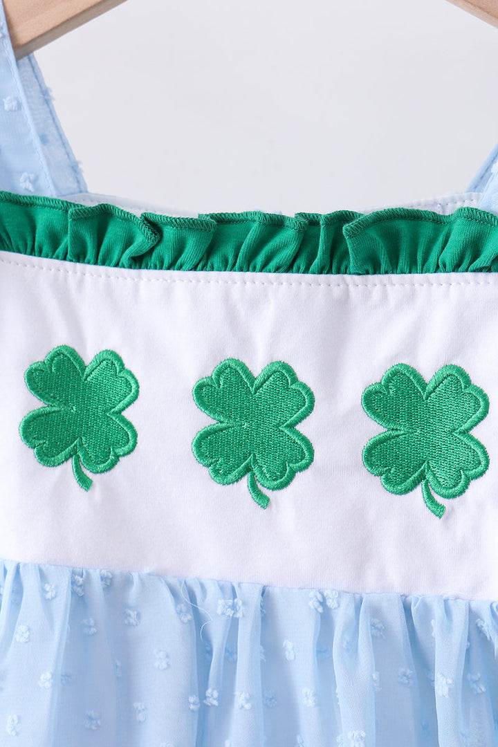 Clover Embroidered Swiss Dot Shorts Set