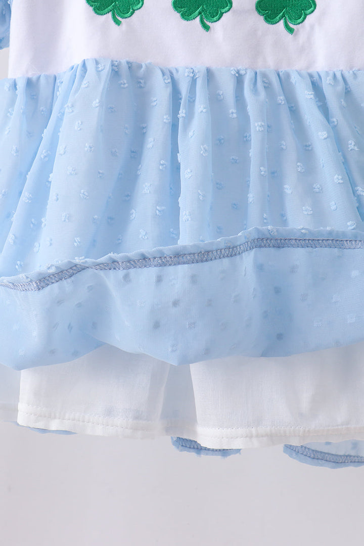 Clover Embroidered Swiss Dot Shorts Set