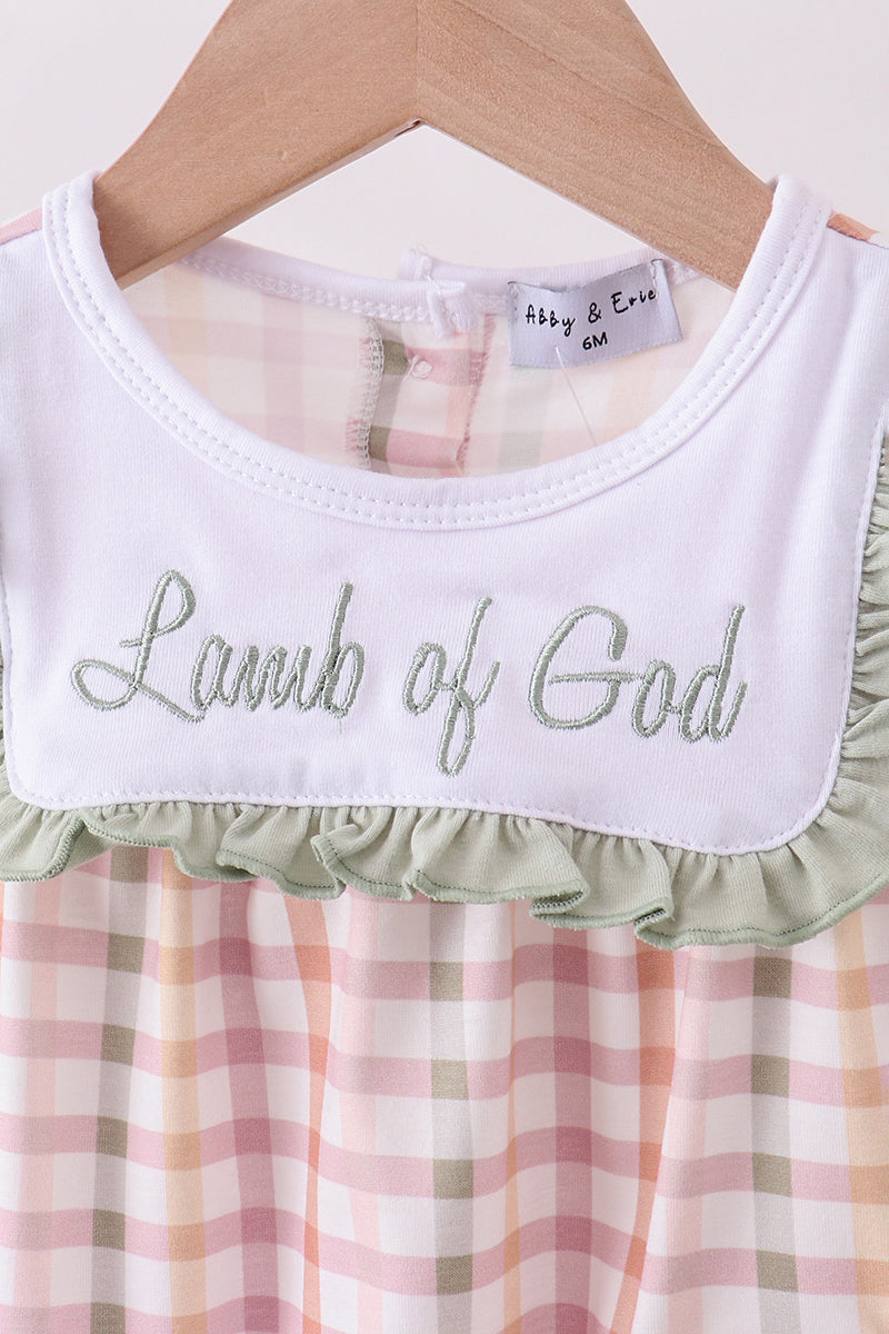 Lamb Of God Applique Plaid Bubble