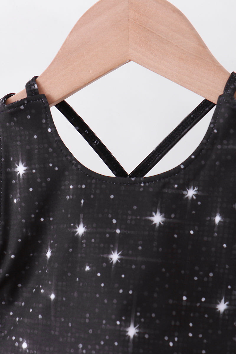 Black Glitter Active Skort Set