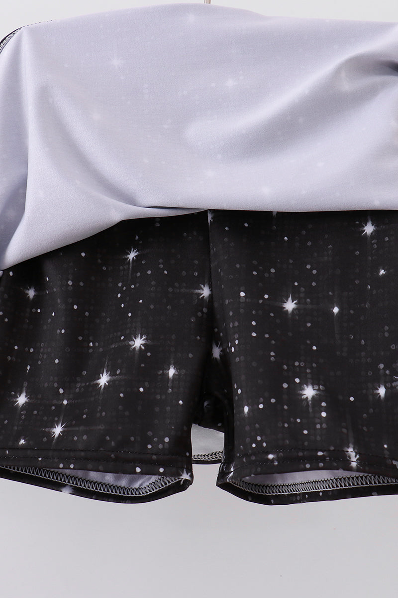 Black Glitter Active Skort Set