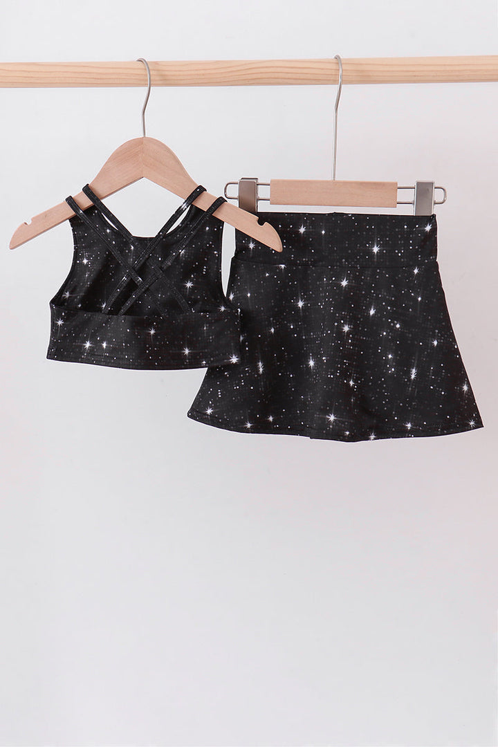 Black Glitter Active Skort Set
