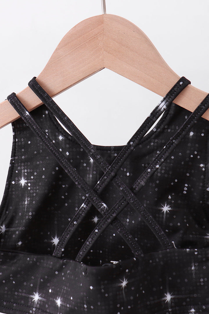 Black Glitter Active Skort Set