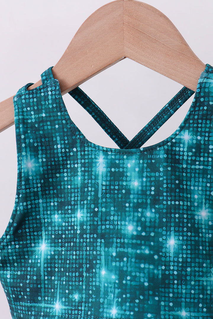 Teal Glitter Active Skort Set