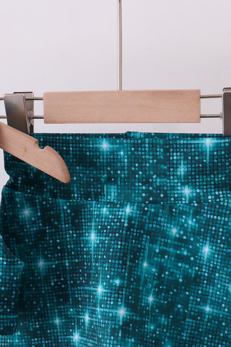 Teal Glitter Active Skort Set