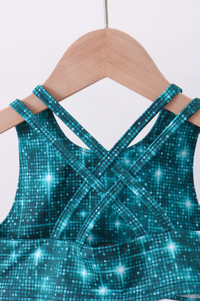 Teal Glitter Active Skort Set