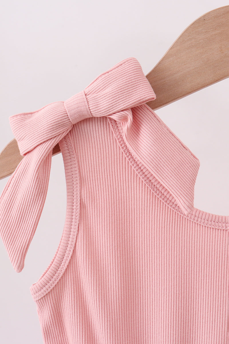 Pink Character Embroidered Jumpsuit