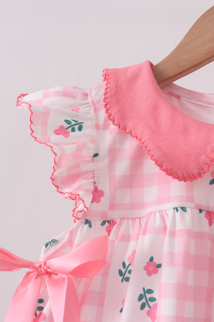 Pink Floral Gingham Ruffle Bloomer Set
