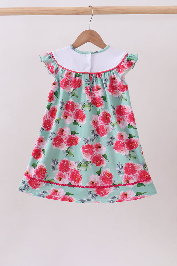 Pink Floral I love Dad Embroidered Dress