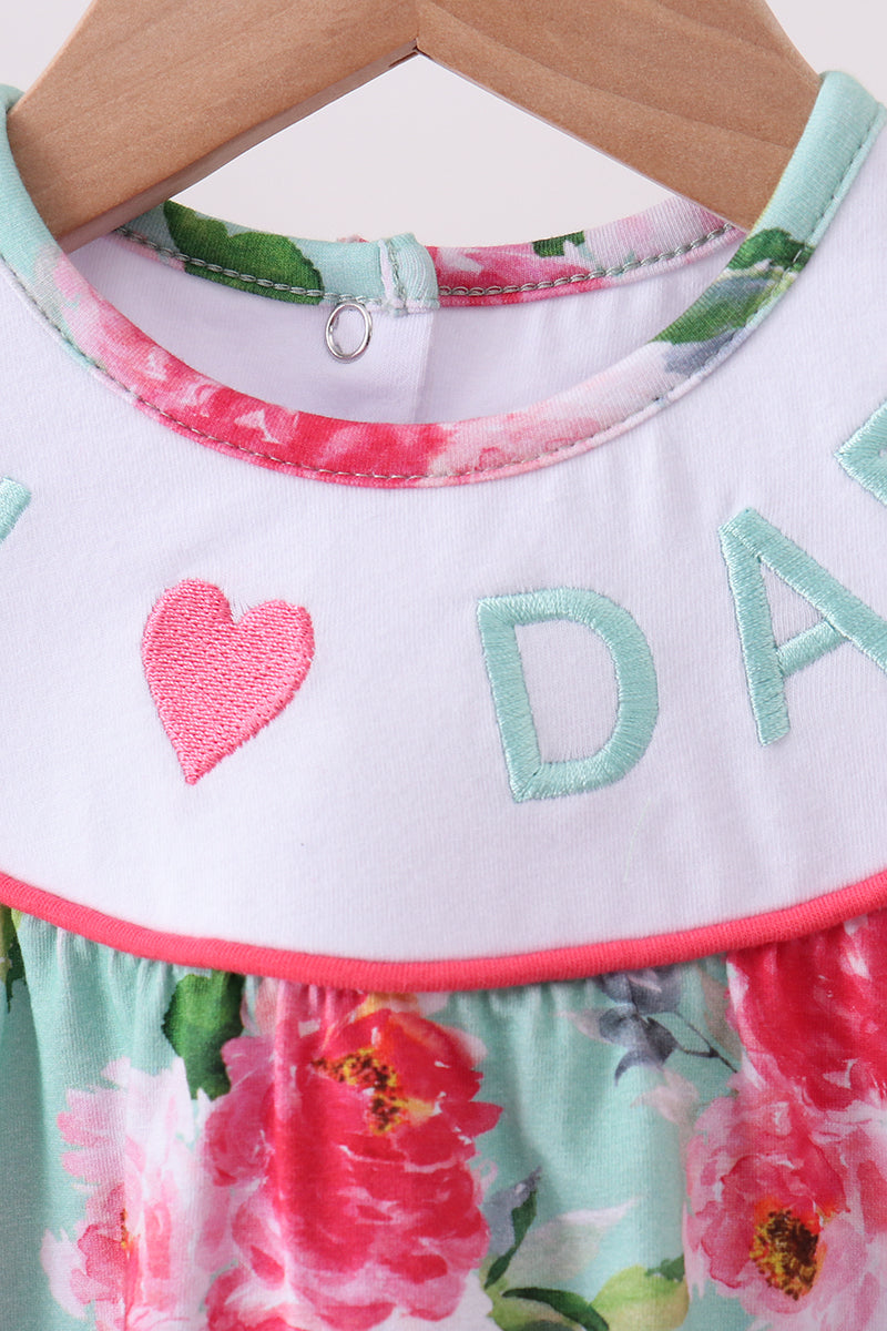 Pink Floral I love Dad Embroidered Dress