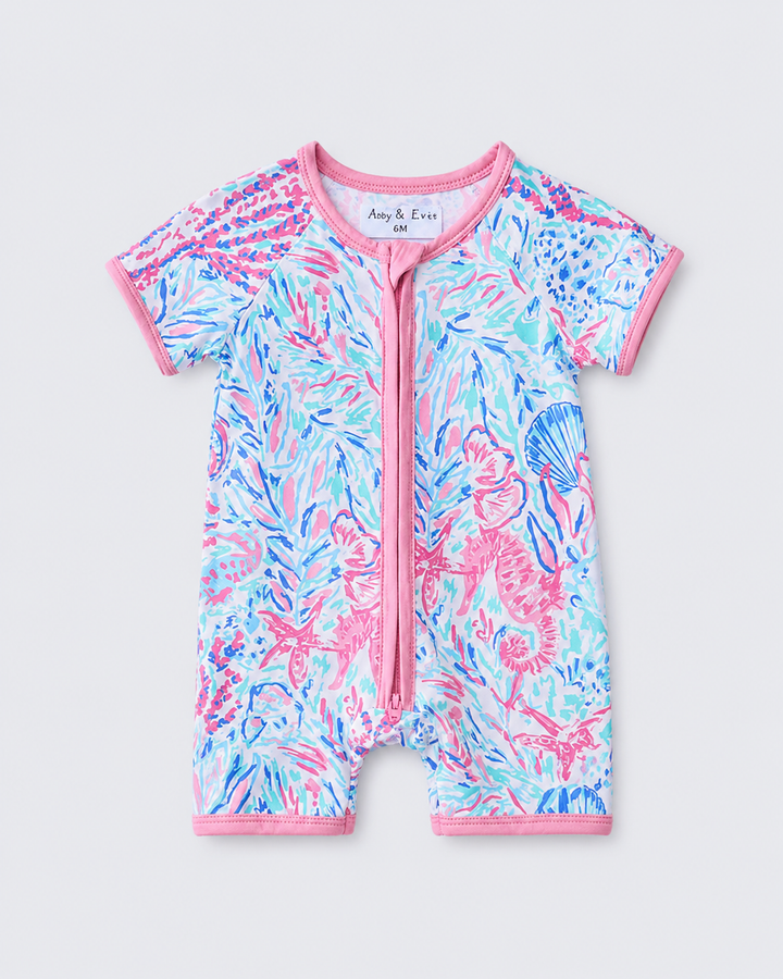 Baby girl Marine Creature Bamboo Zipper Romper
