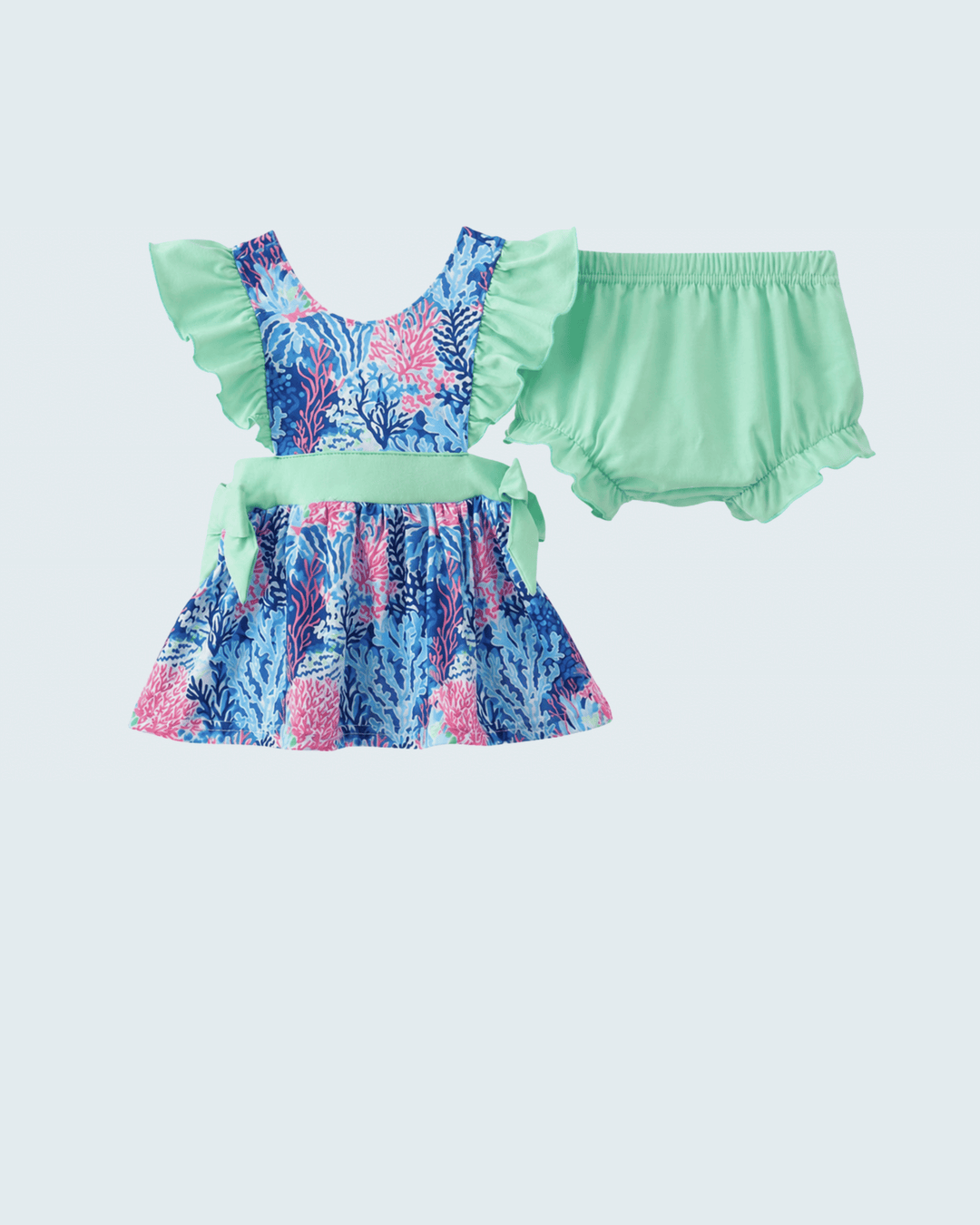 Blue and pink and green girls outfit