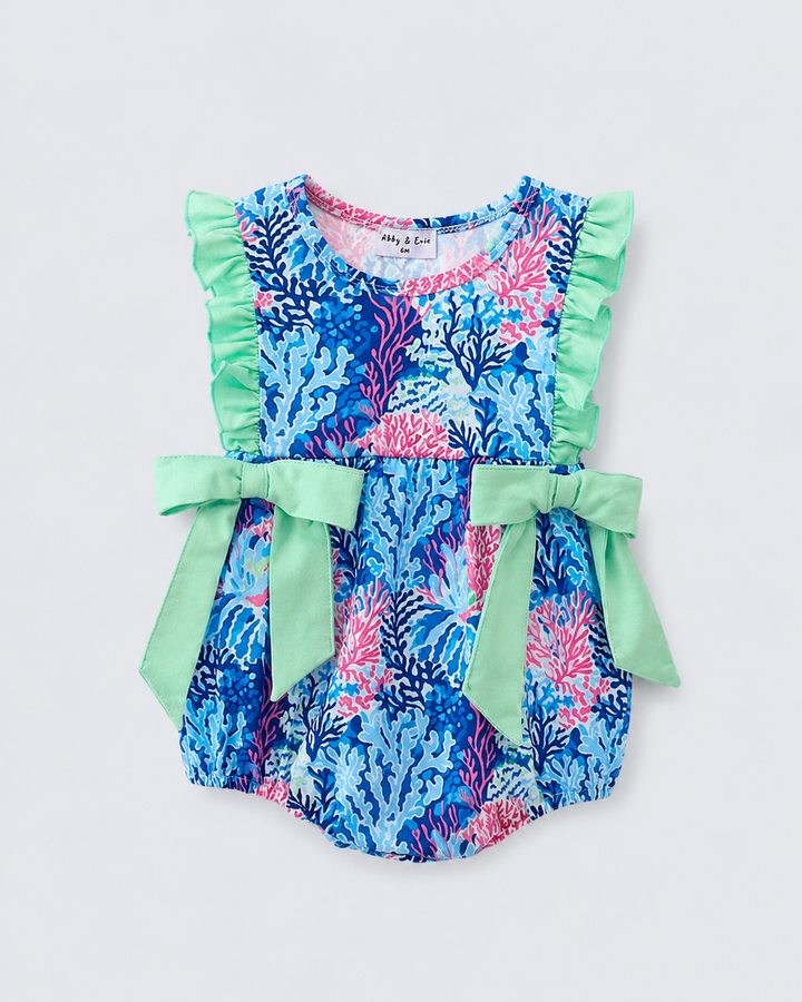 Baby girl Marine Creature Print Ruffle Bubble