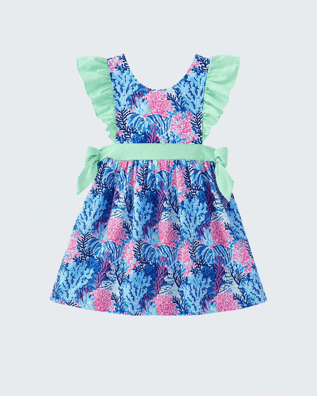 Girls Marine Creature Print Ruffle Dress