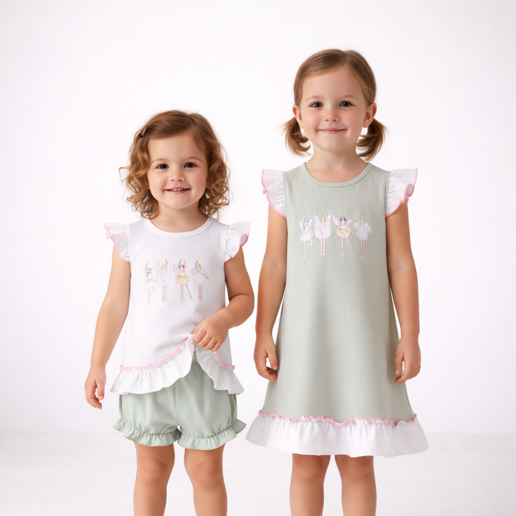 Matching outfits for siblings including girls dresses and coordinated kids clothing at Tots & Trendz