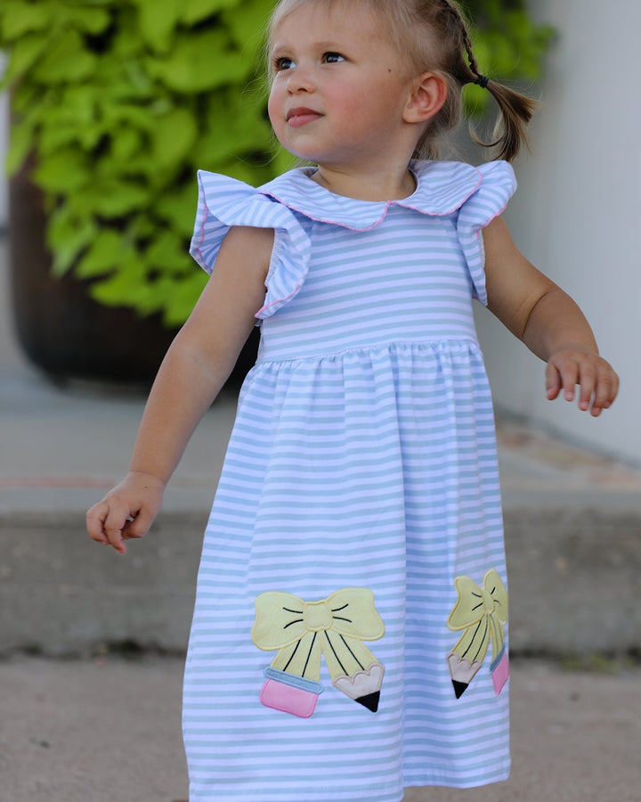 Back To School Pencil Applique Bow Dress