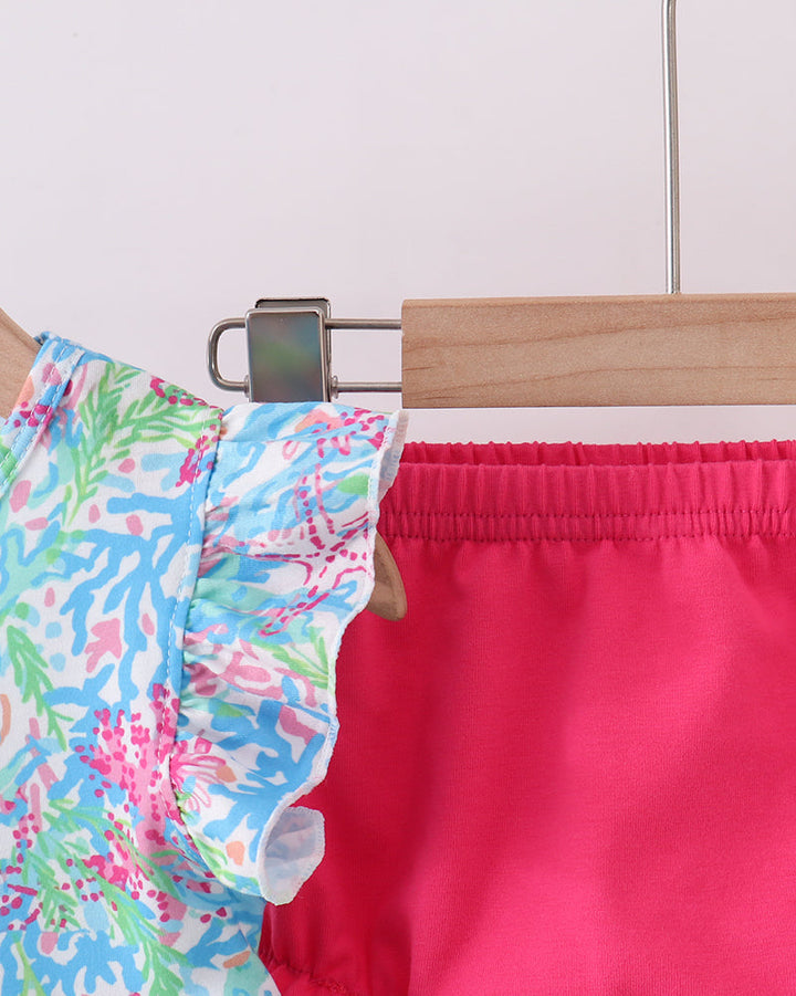 Mint Island Bloom Ruffle Bloomer Set