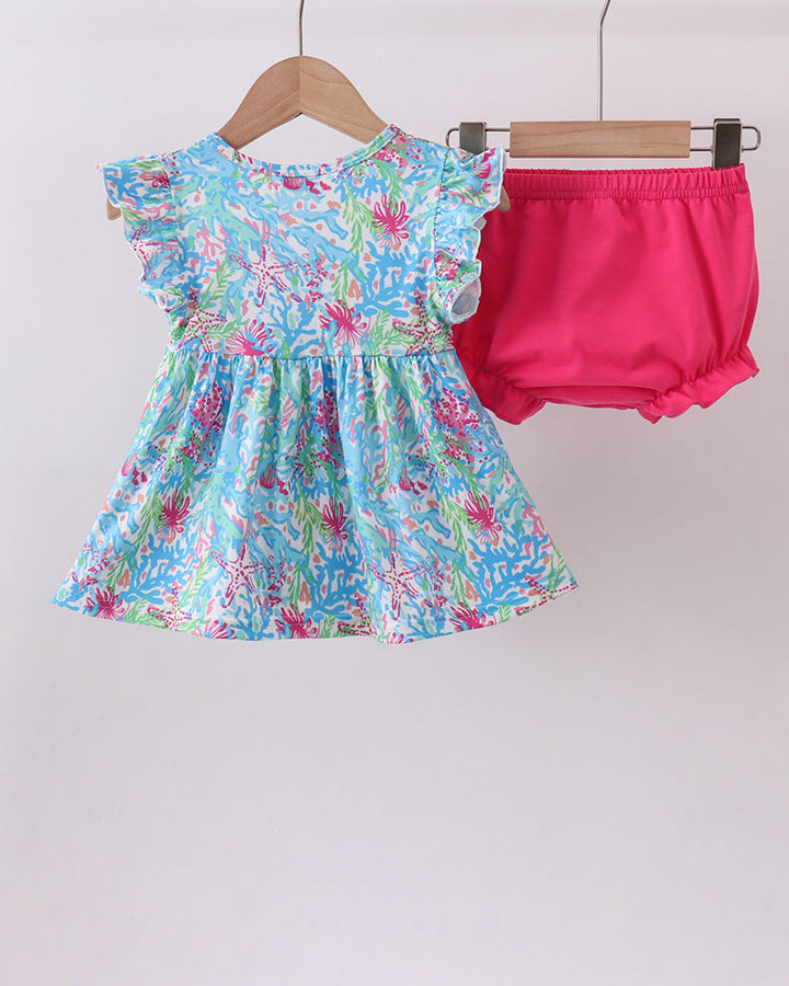 Mint Island Bloom Ruffle Bloomer Set