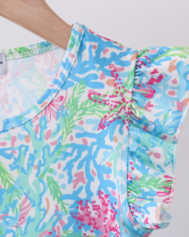 Mint Island Bloom Ruffle Dress