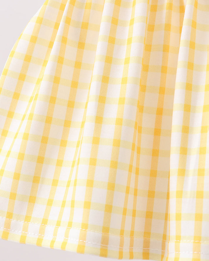 Yellow gingham fabric