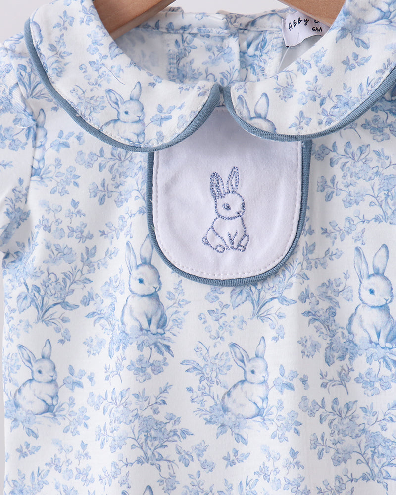Navy Bunny Embroidered Bloomer Set