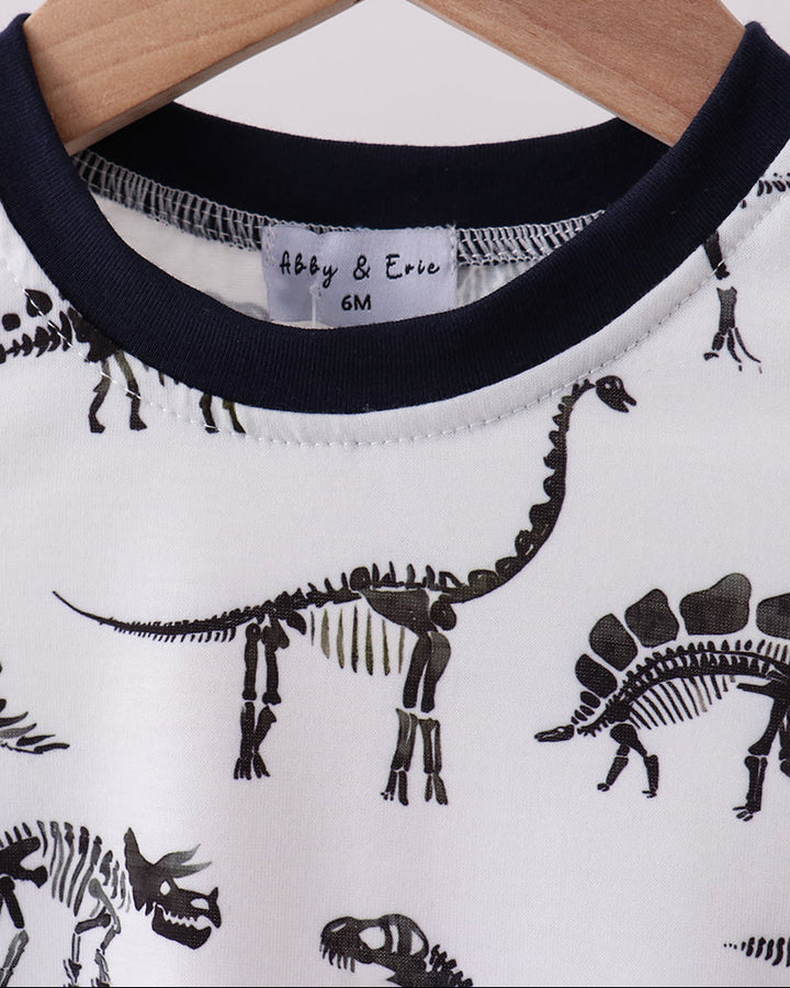 Navy Dinosaur Print Bubble for baby boys. 