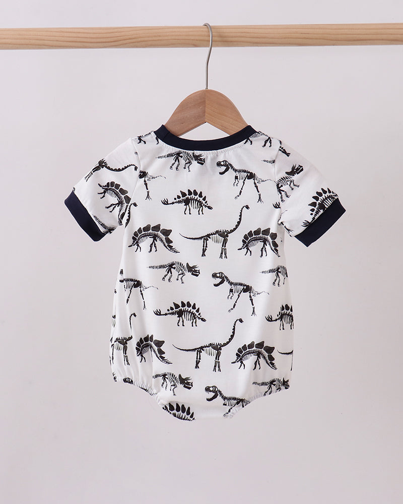 Navy Dinosaur Print Bubble for baby boys on hanger