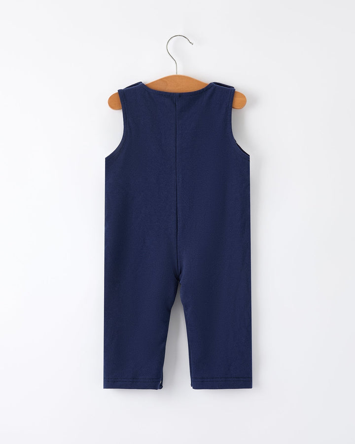 Dog Baseball Smocking Embroidered Romper