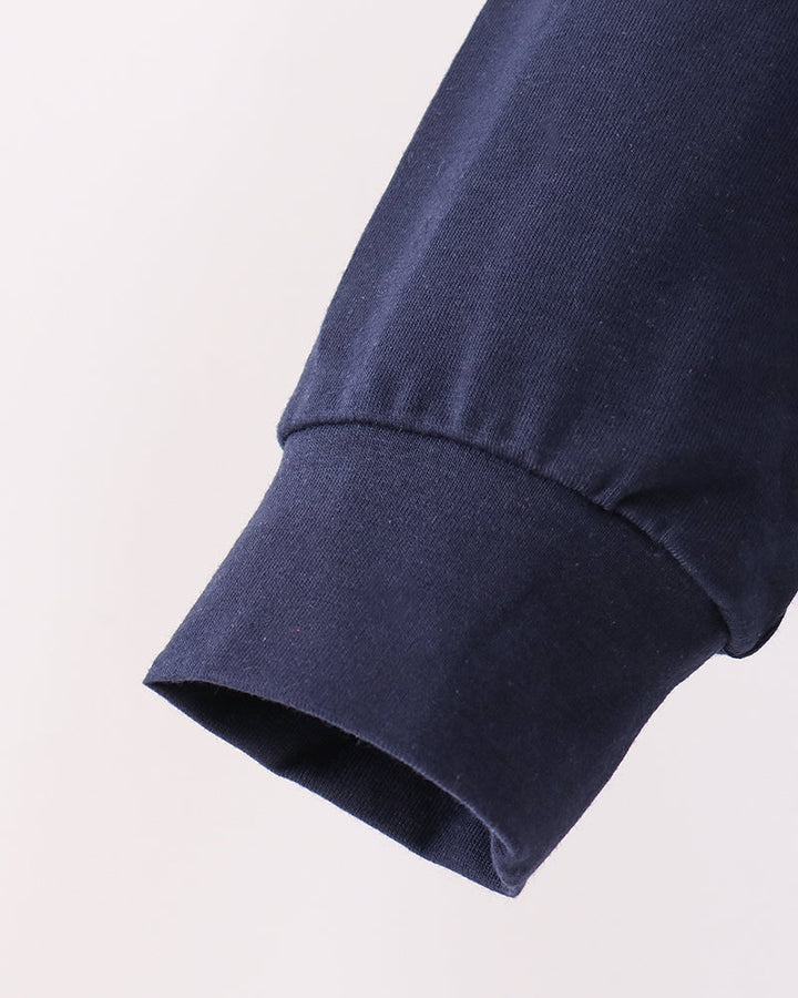 Navy hoodie sleeve with ribbed cuff