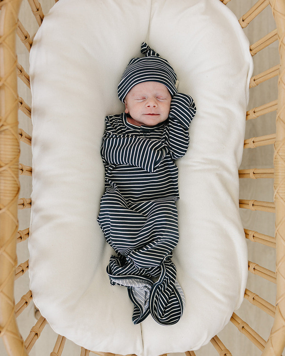 Navy Stripes Bamboo Knot Gown