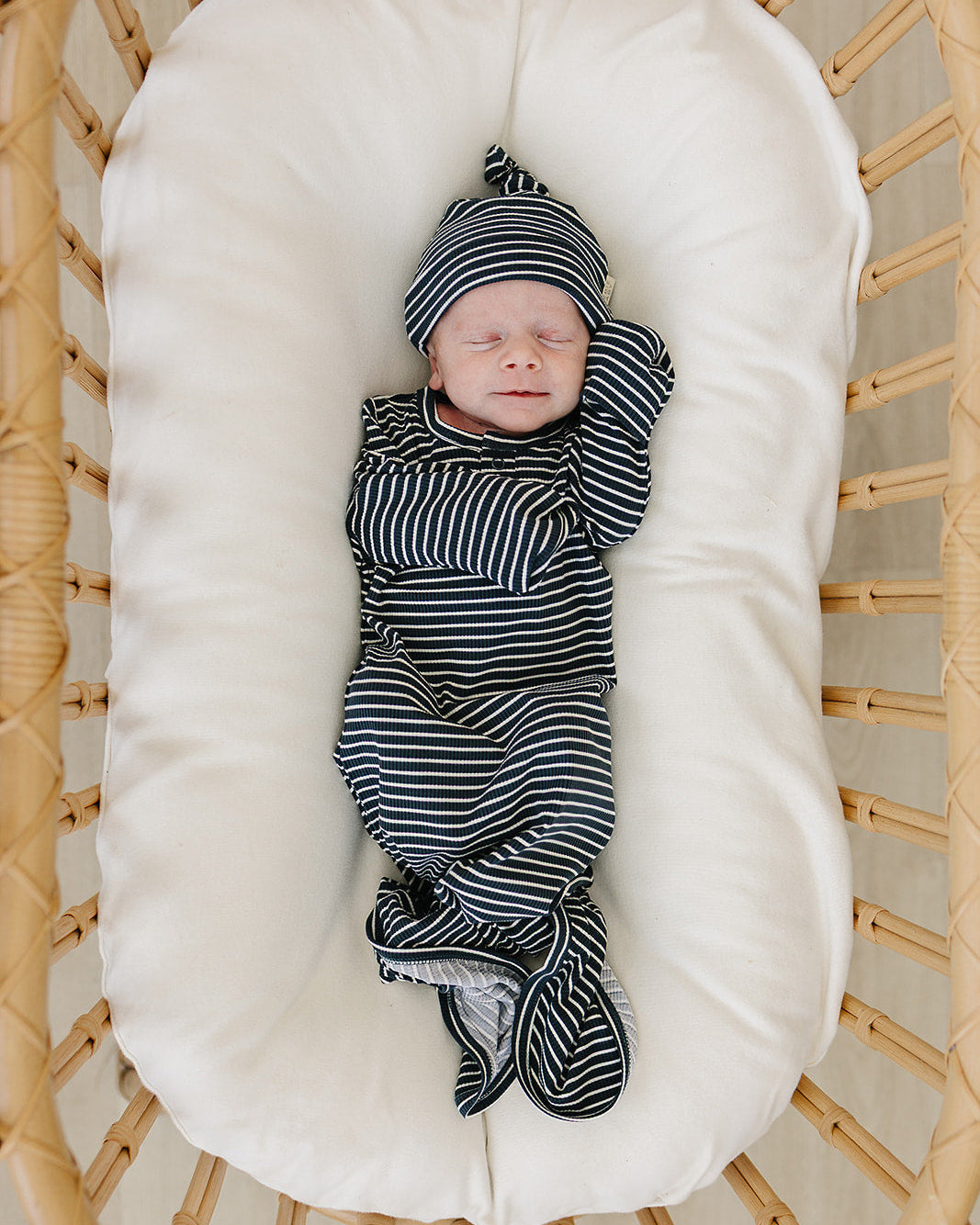 Navy Stripes Bamboo Knot Gown