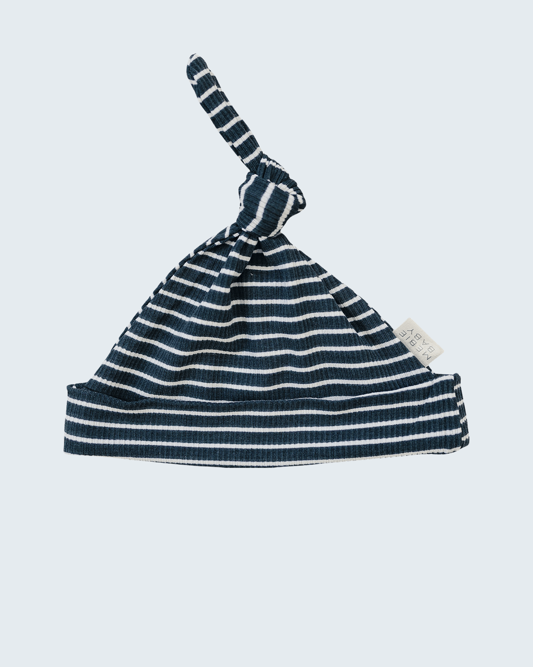 Navy Stripes Ribbed Bamboo Newborn Knot Hat