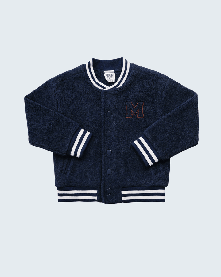 Navy Varsity Teddy Jacket