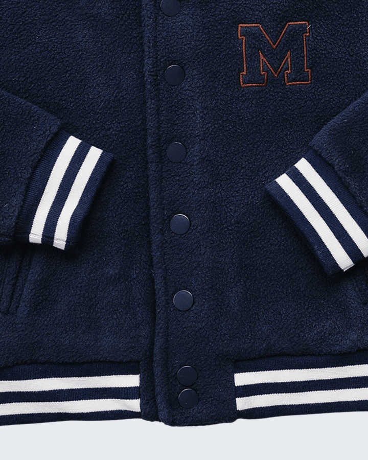 Navy Varsity Teddy Jacket