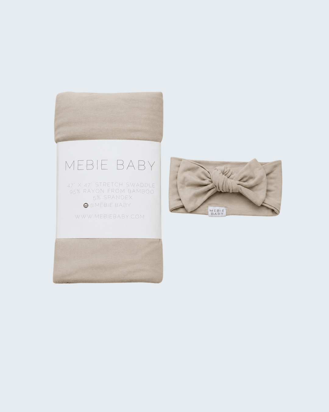 Oatmeal bamboo swaddle set with knotted head wrap