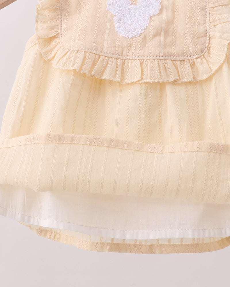 Oatmeal bloomer set with layered tulle skirt and ruffled hem