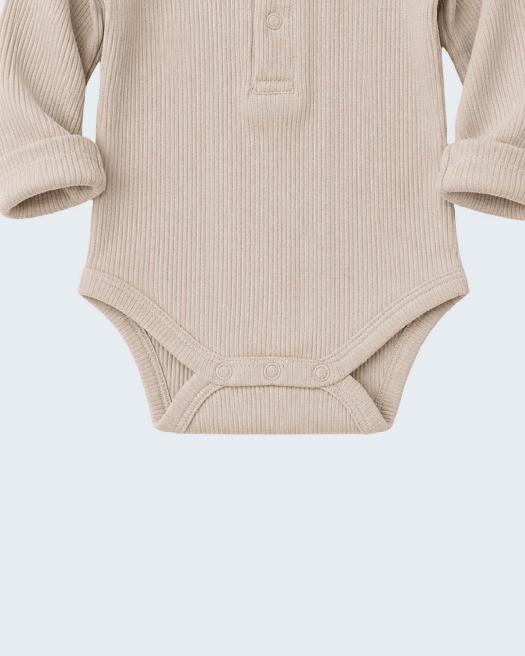 Baby oatmeal long sleeve bodysuit with snap closure