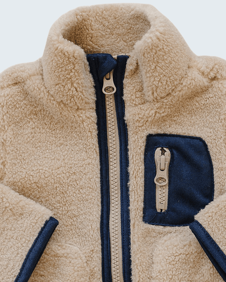 Oatmeal Sherpa Zip-Up Jacket