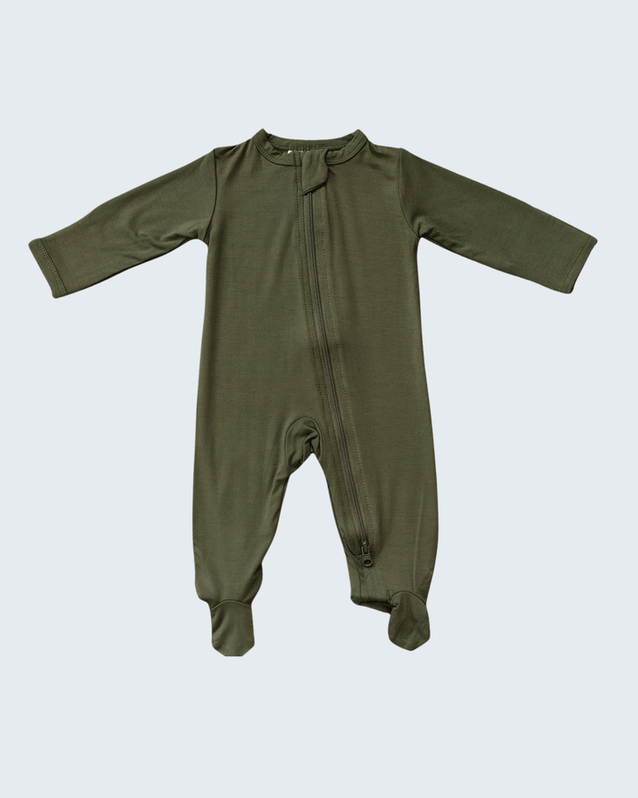 Olive bamboo zipper romper