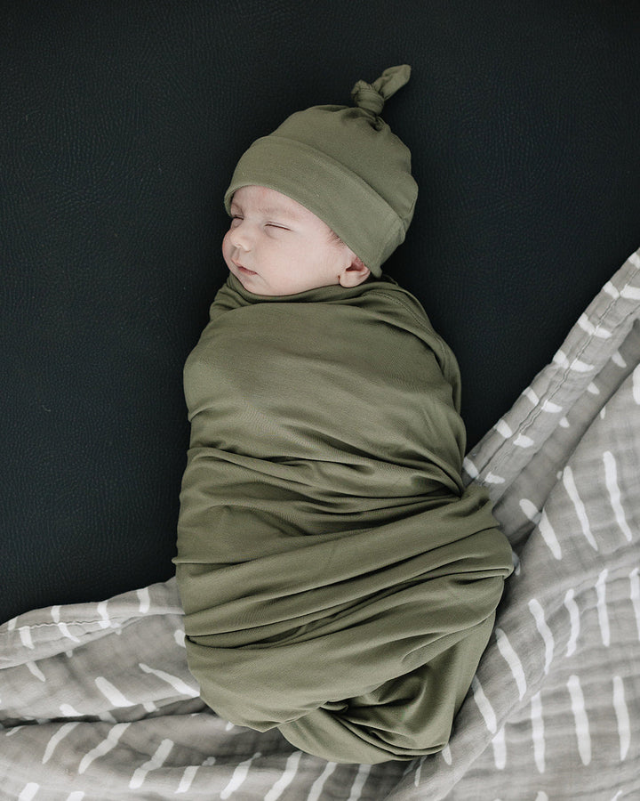 Olive Bamboo Newborn Knot Hat